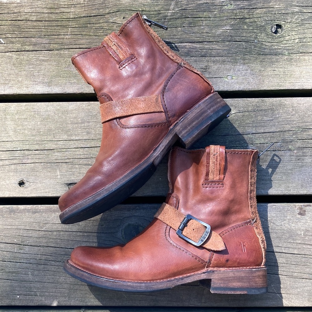 Frye Brown Leather Ankle Boots